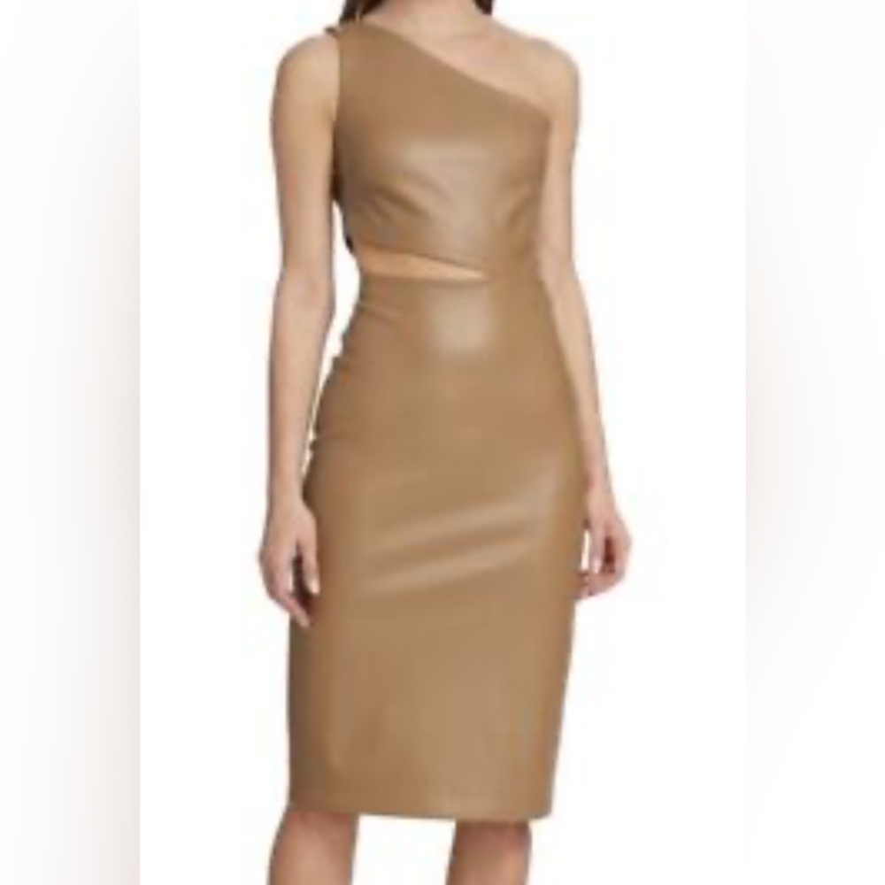 L'AGENCE Aliyah Faux Leather Midi Dress